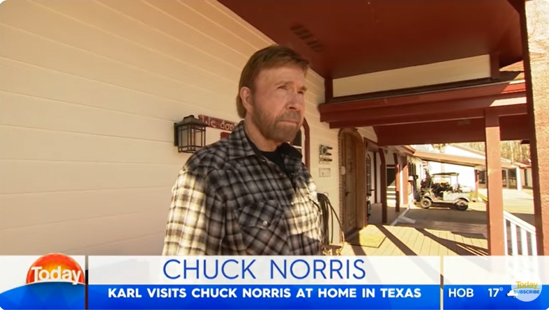 Chuck Norris at his Texas ranch, from a video dated July 10, 2018 | Source: Youtube/@TodayShowAU