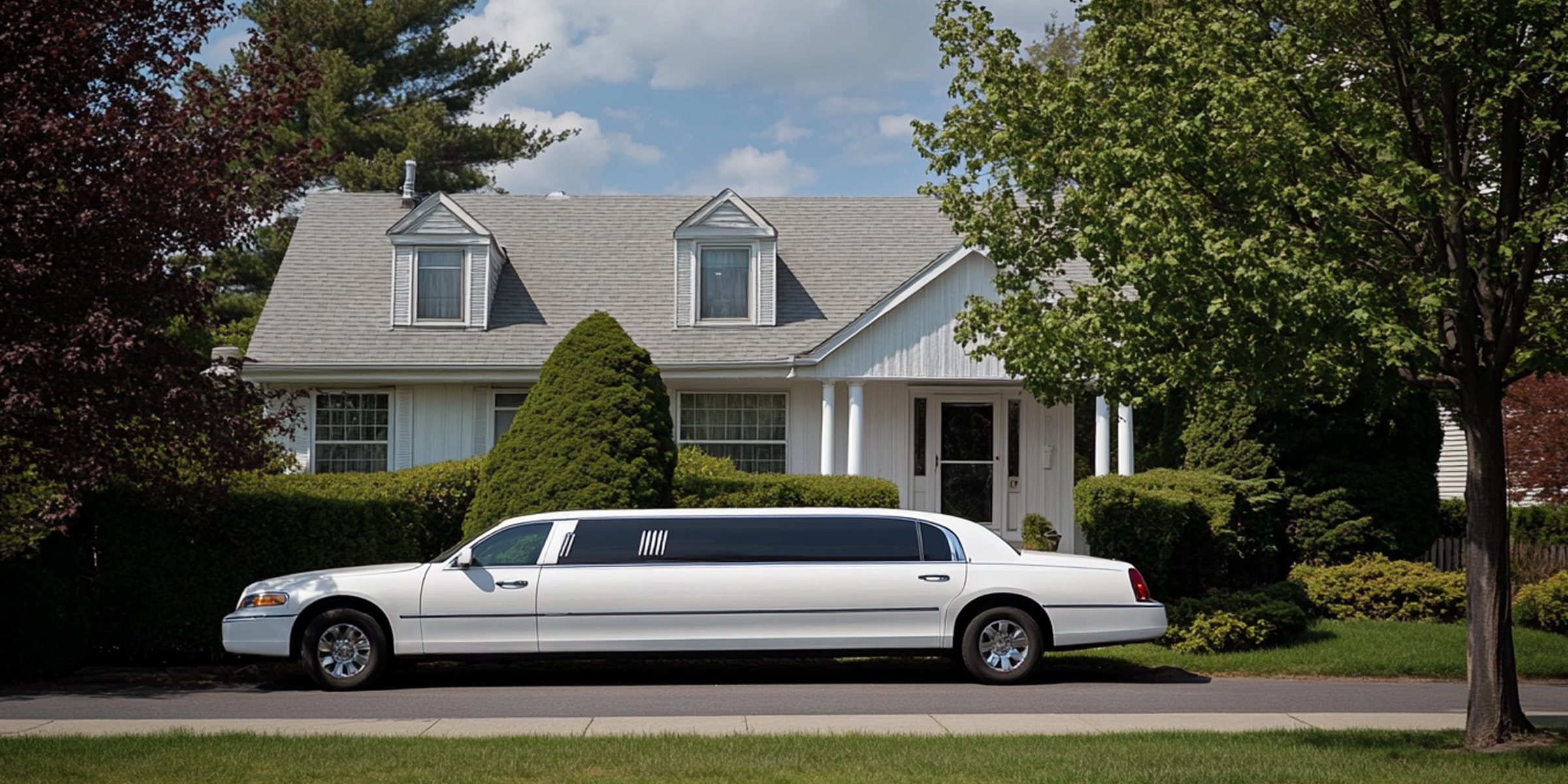 A white limousine parked outside a house | Source: Amomama