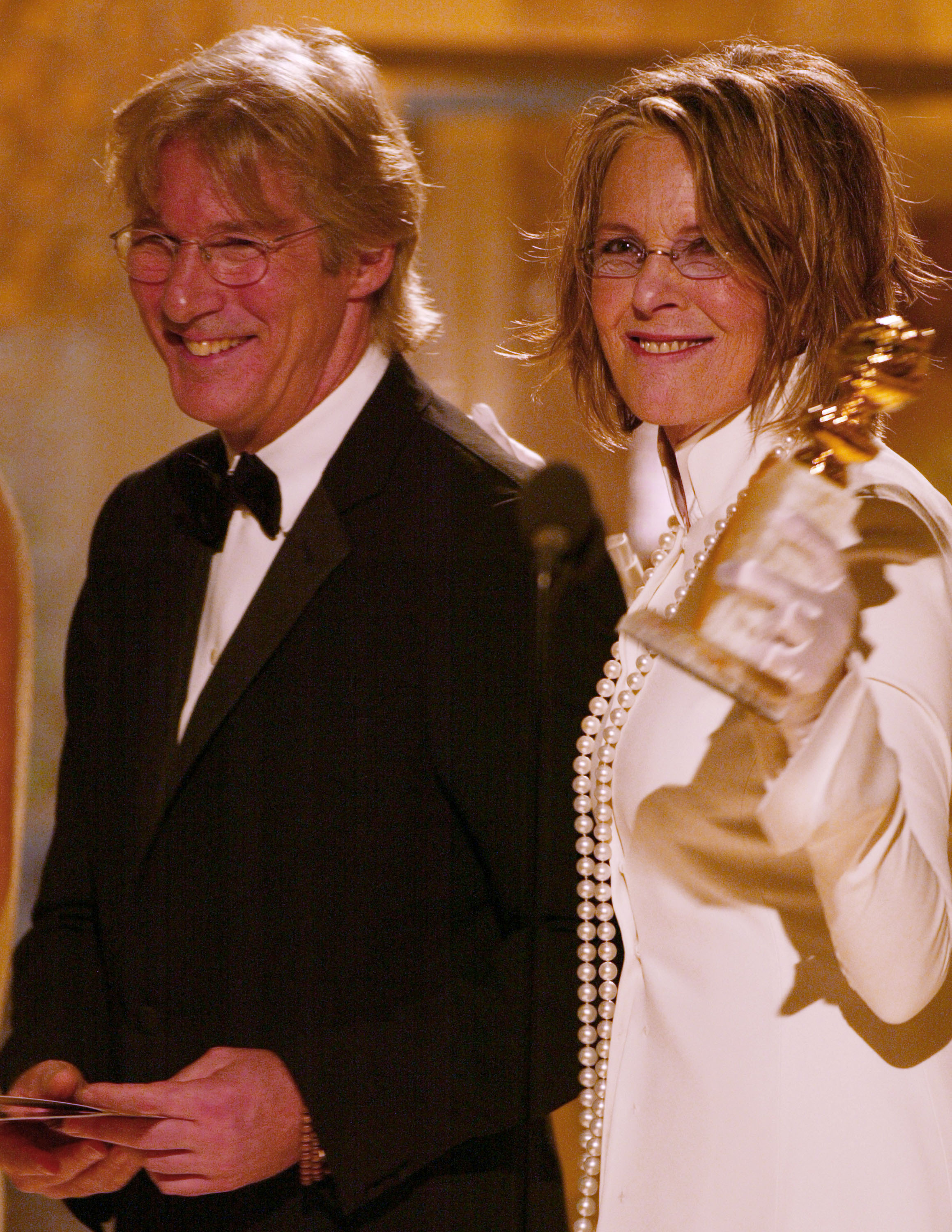 Richard Gere and Diane Keaton on stage at the 61st Annual Golden Globe Awards on January 25, 2004
